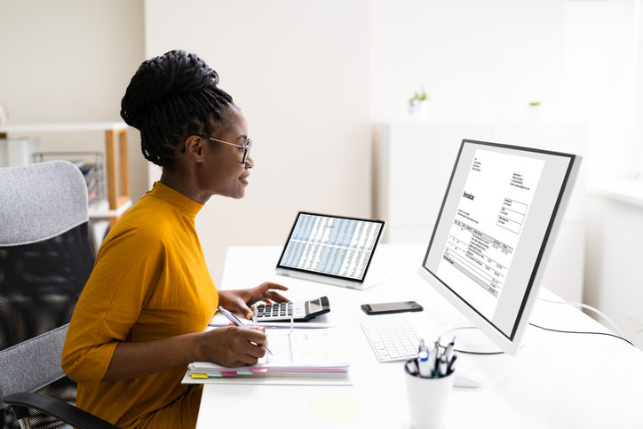 African Professional Chartered Accountant Woman Doing Tax