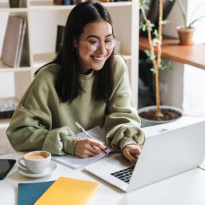 img of a woman looking at a computer